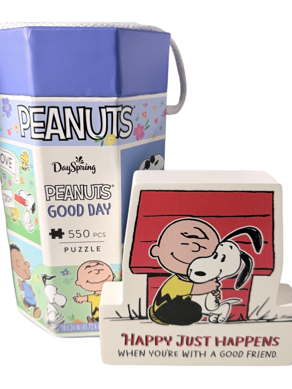 Peanuts "Good Day" 550-Piece Puzzle and Shelf Sitter Bundle